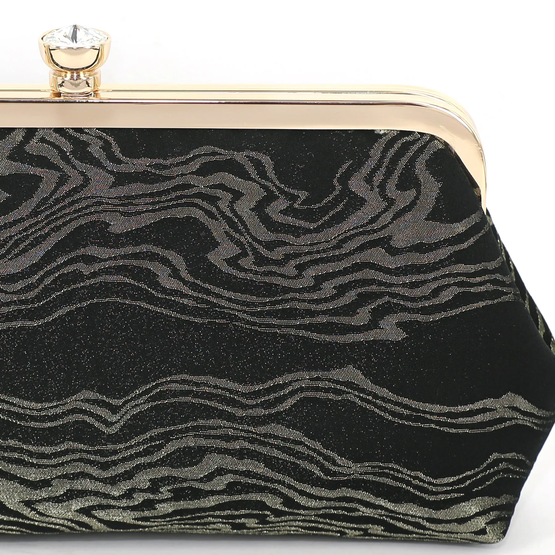 Kimono Clutch Bag in Black and Antique Gold | Upcycled from vintage Japanese Kimono Obi