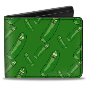 Licensed Bi-Fold Wallet - Rick and Morty Pickle Rick Pose Scattered Greens