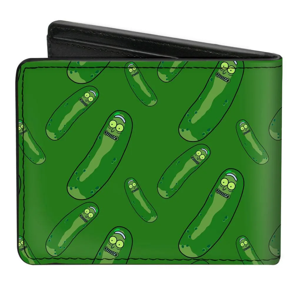 Licensed Bi-Fold Wallet - Rick and Morty Pickle Rick Pose Scattered Greens