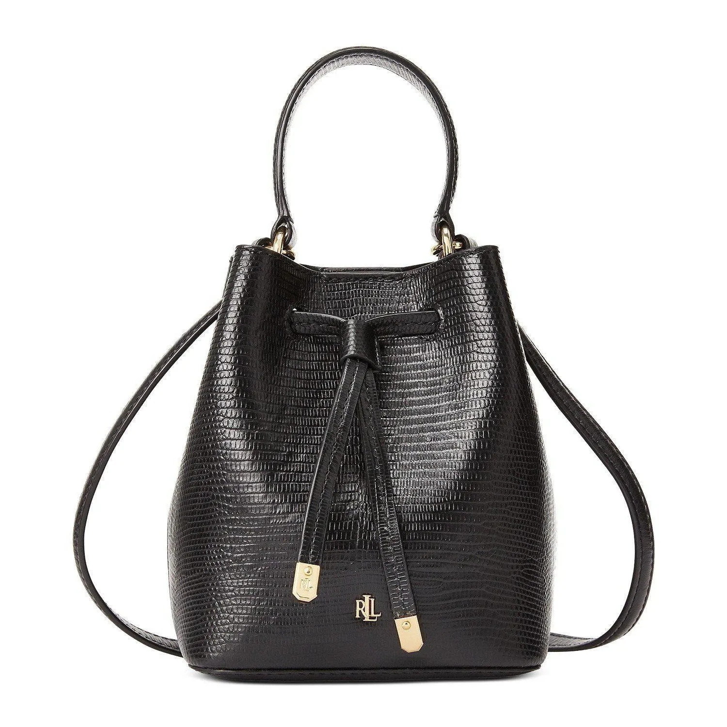 Lizard-Embossed Leather Micro Debby Bucket Bag