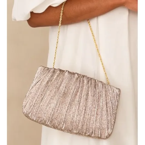 Loeffler Randall Brit Flat Pleated Clutch in Champagne