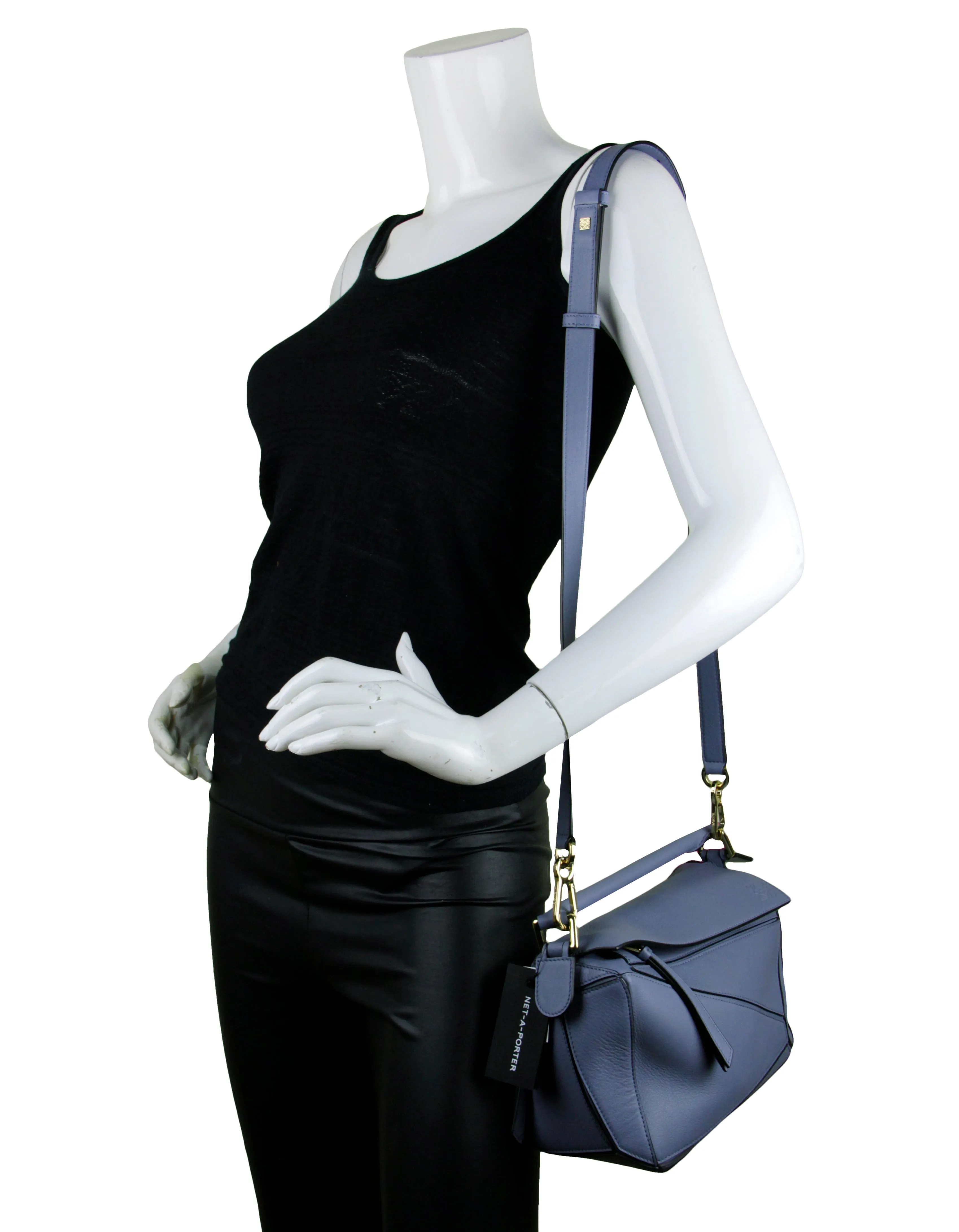 Loewe Atlantic Blue Leather Small Puzzle Bag