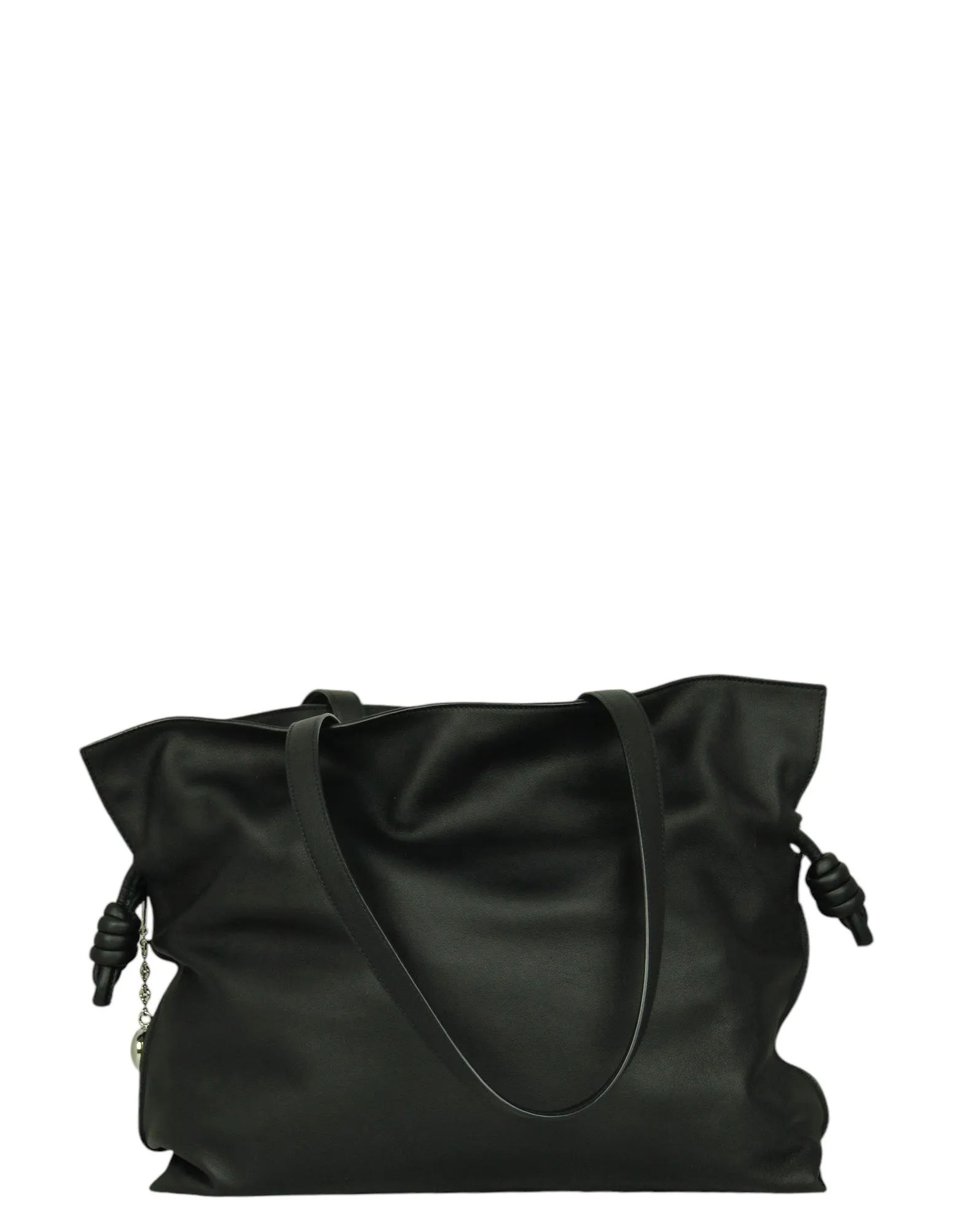 Loewe Black Calfskin Flamenco Large Clutch Tote Bag