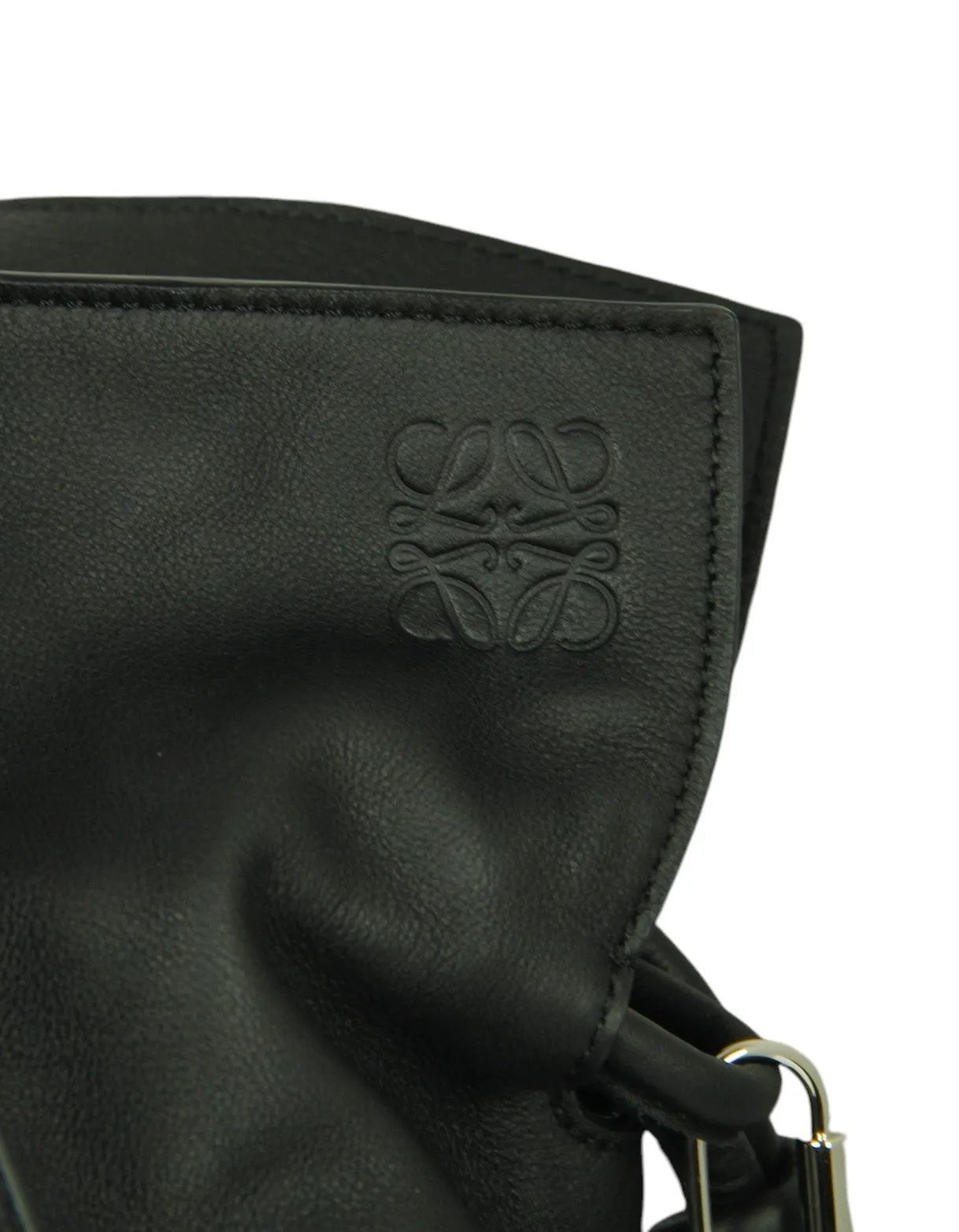Loewe Black Calfskin Flamenco Large Clutch Tote Bag