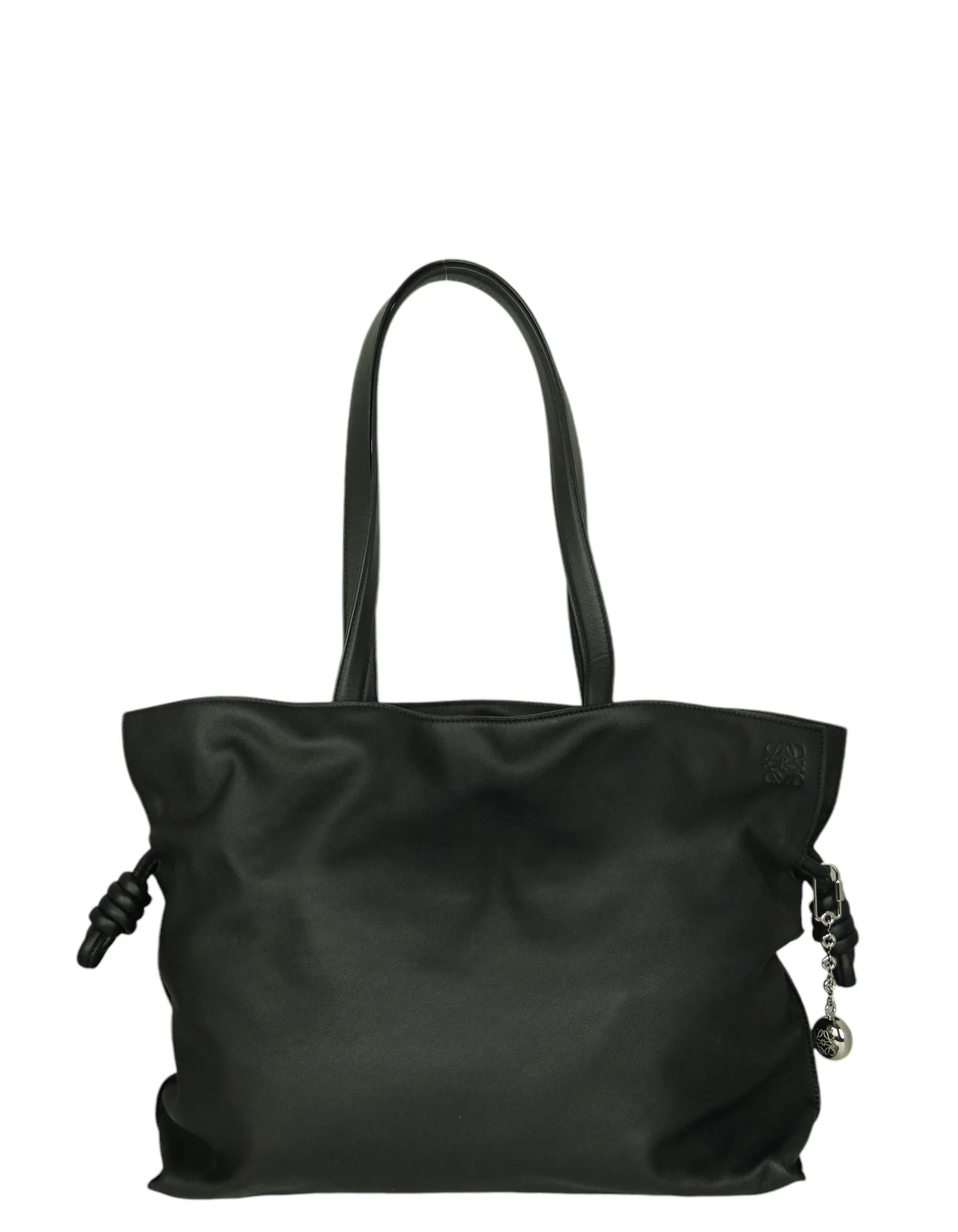 Loewe Black Calfskin Flamenco Large Clutch Tote Bag