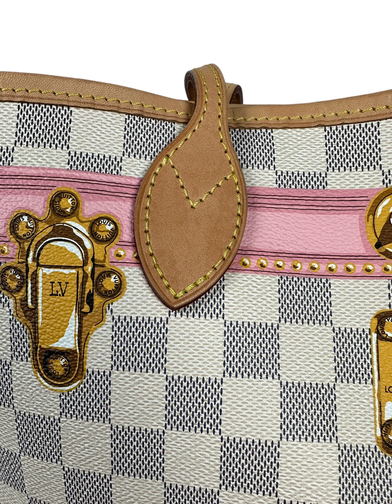 Louis Vuitton Damier Azur Summer Trunks Neverfull MM Tote Bag