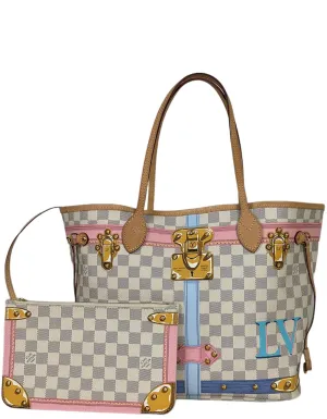 Louis Vuitton Damier Azur Summer Trunks Neverfull MM Tote Bag
