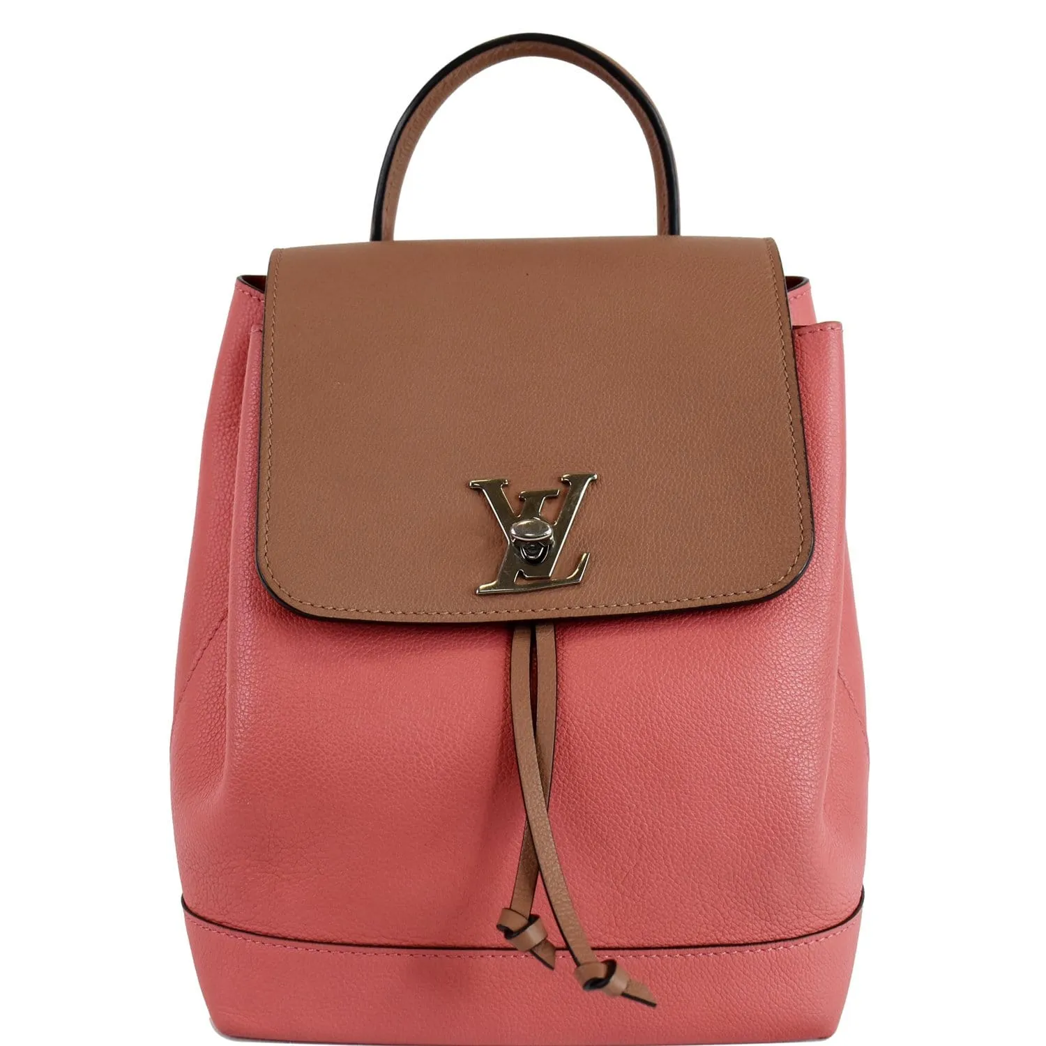 LOUIS VUITTON Lockme Calfskin Leather Backpack Salmon