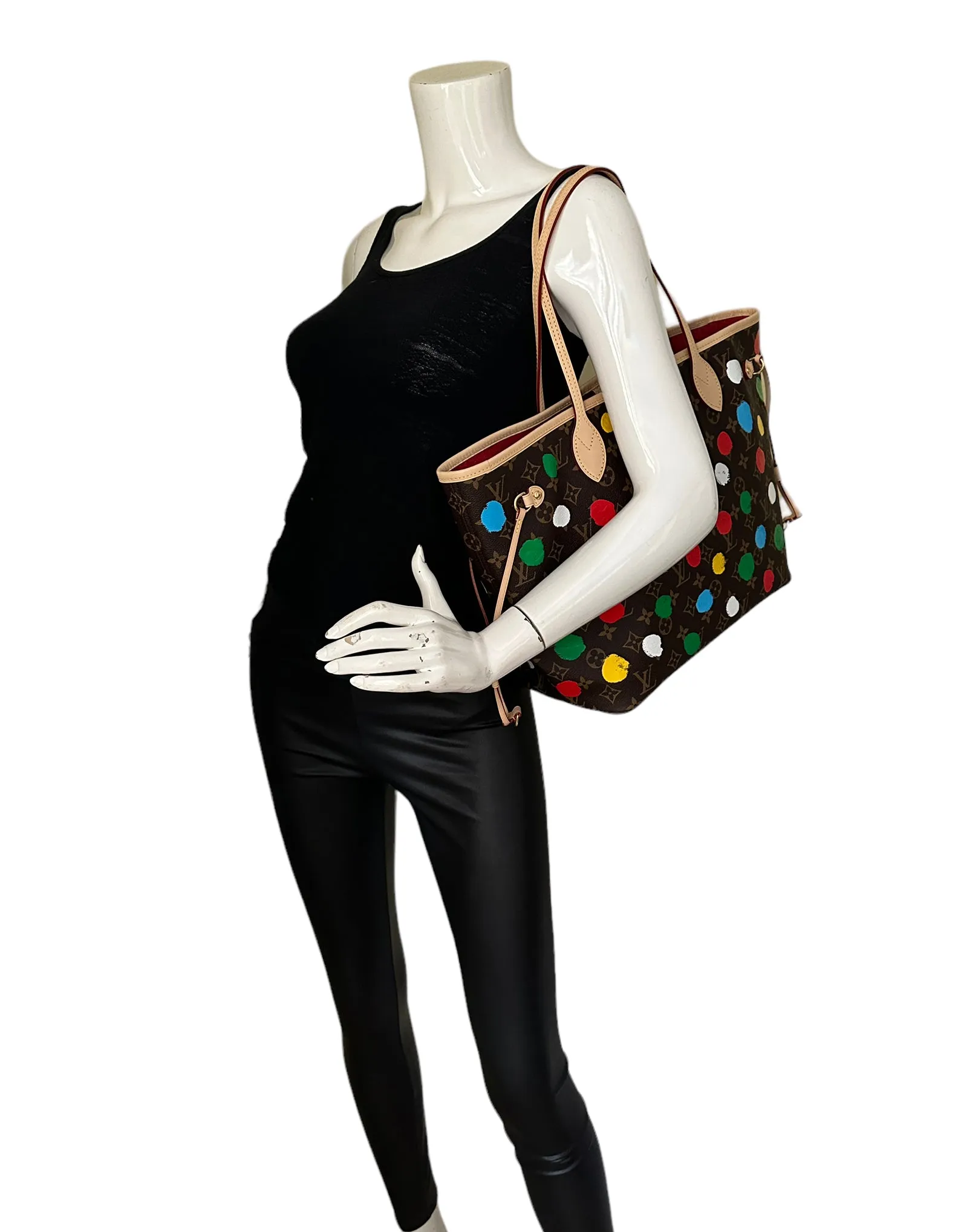 Louis Vuitton LV x YK Monogram Dots Neverfull MM Tote Bag