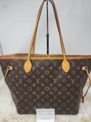 LOUIS VUITTON MONOGRAM NEVERFULL MM, BEIGE INTERIOR