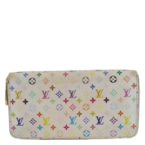 LOUIS VUITTON Takashi Murakami Monogram Multicolor Zippy Wallet White