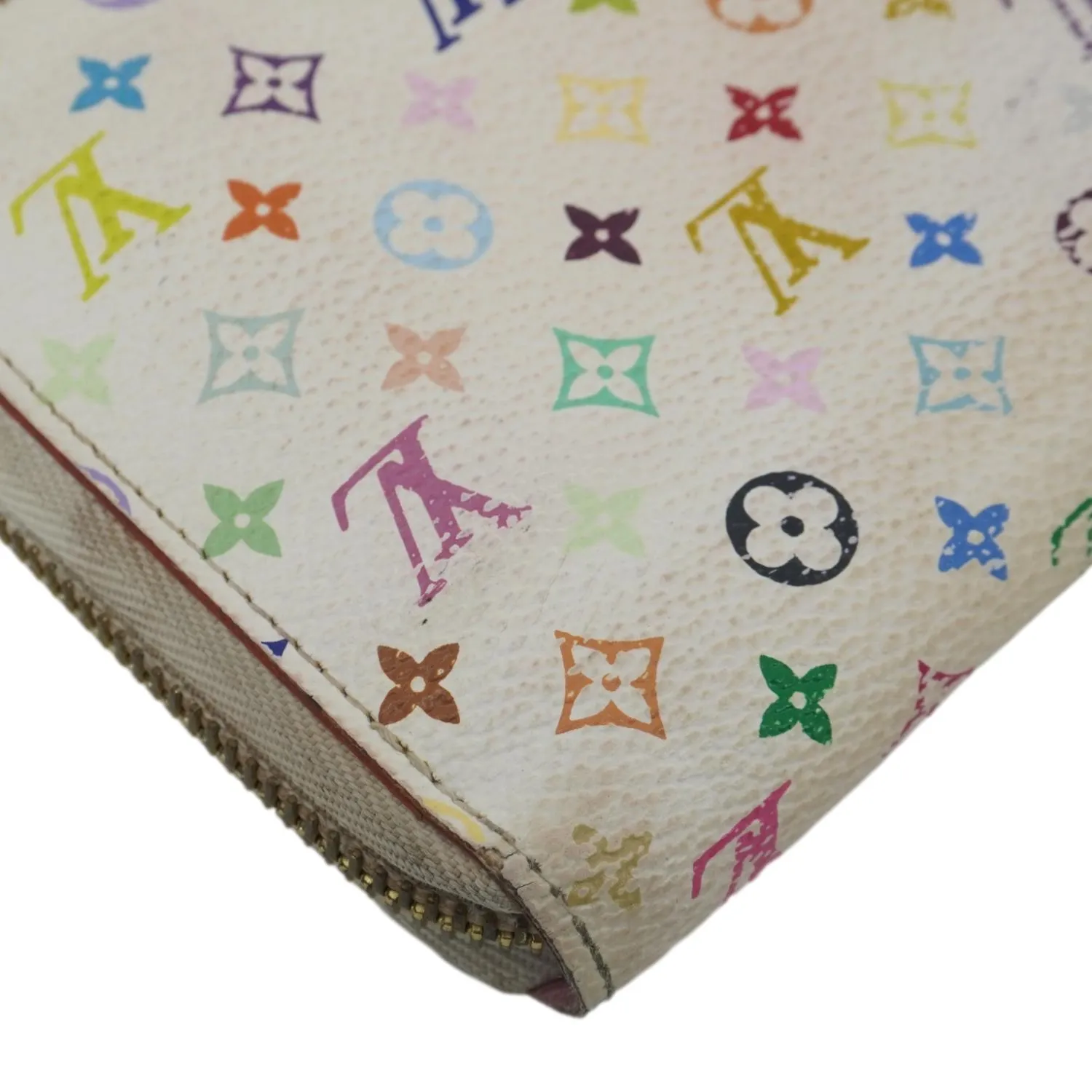 LOUIS VUITTON Takashi Murakami Monogram Multicolor Zippy Wallet White