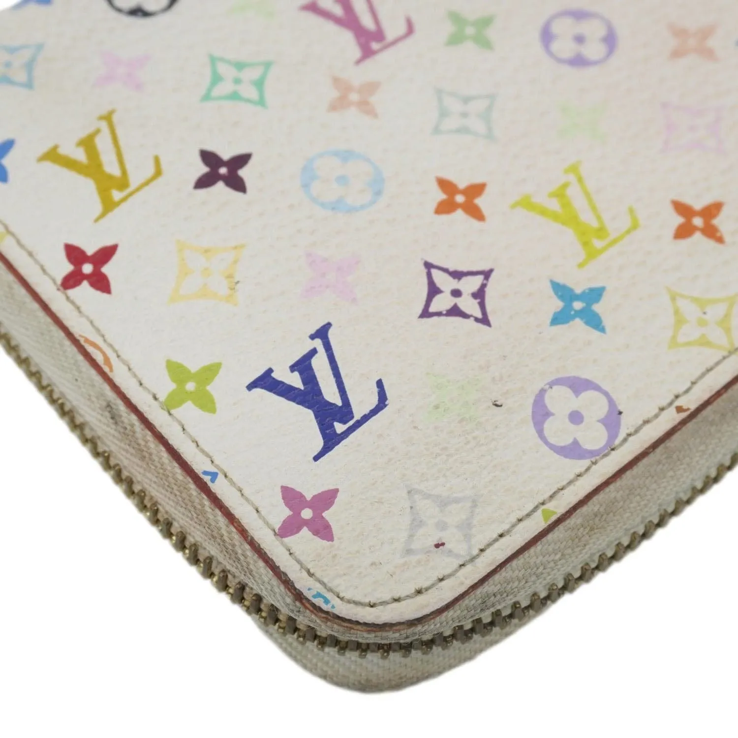 LOUIS VUITTON Takashi Murakami Monogram Multicolor Zippy Wallet White