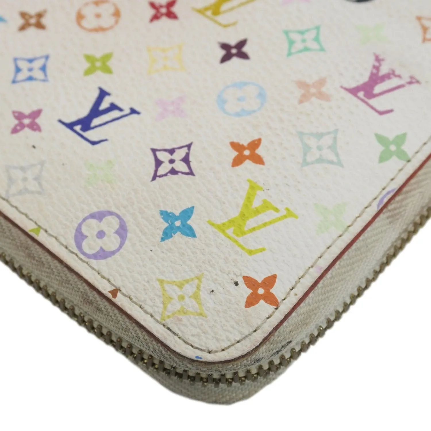 LOUIS VUITTON Takashi Murakami Monogram Multicolor Zippy Wallet White