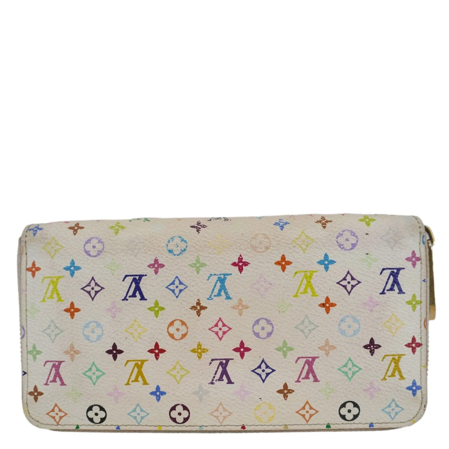 LOUIS VUITTON Takashi Murakami Monogram Multicolor Zippy Wallet White