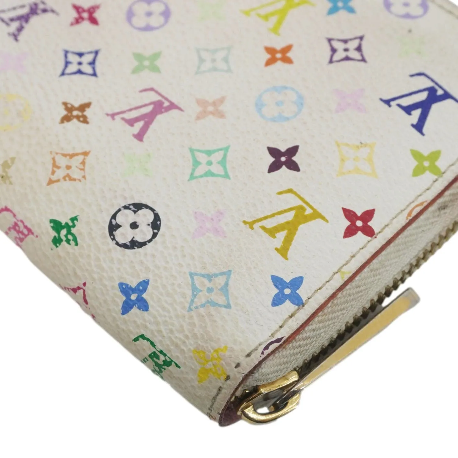 LOUIS VUITTON Takashi Murakami Monogram Multicolor Zippy Wallet White
