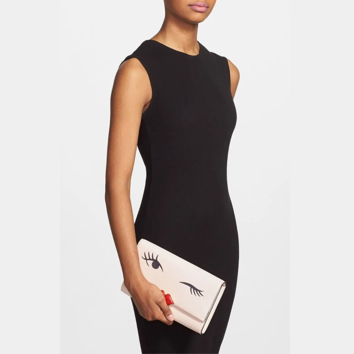 Love Birds Wink Lambskin Leather Clutch