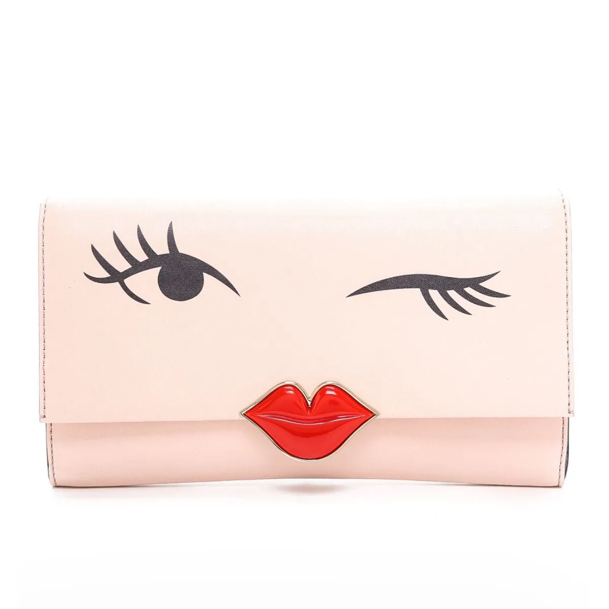 Love Birds Wink Lambskin Leather Clutch