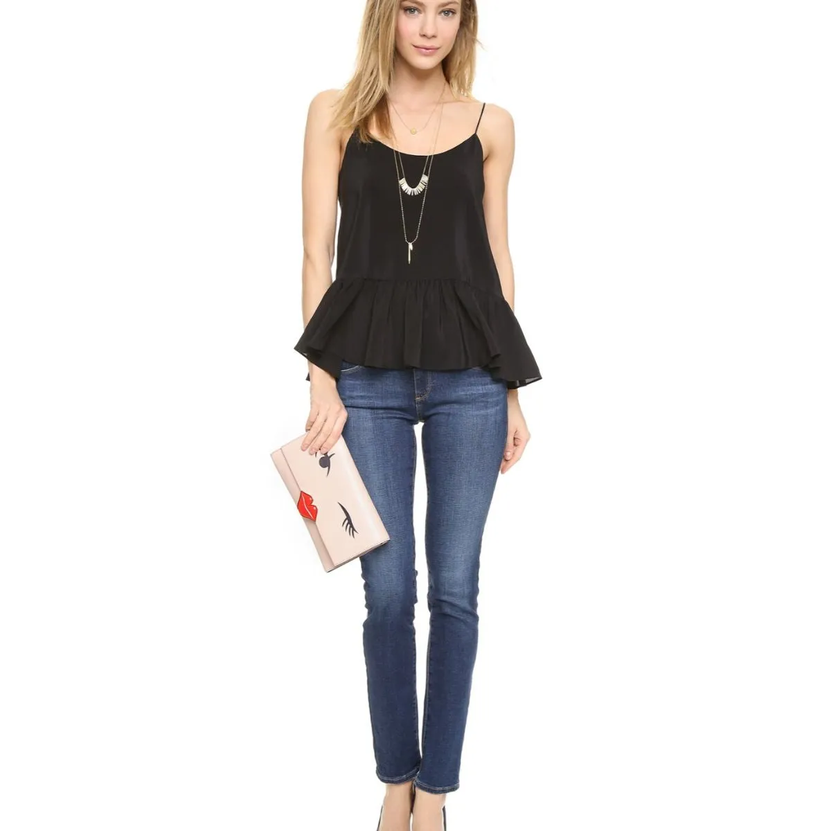 Love Birds Wink Lambskin Leather Clutch