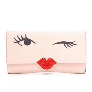 Love Birds Wink Lambskin Leather Clutch