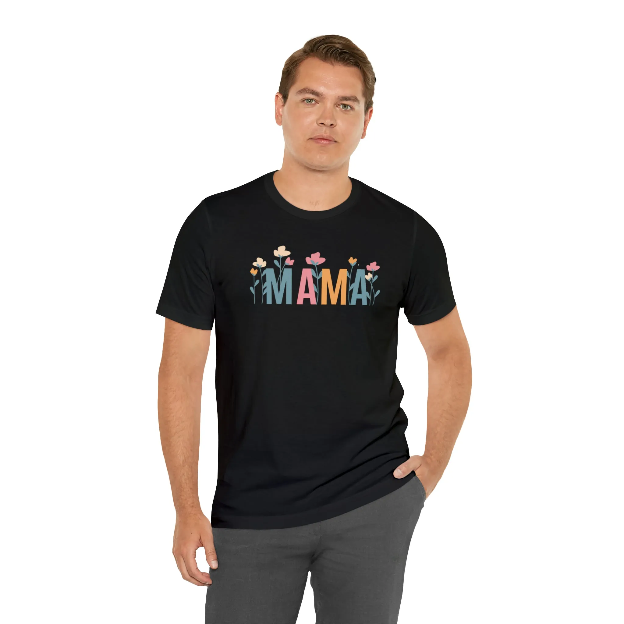 Mama Pastel Flowers T-Shirt | Love Mom Tee |  Bella Canvas 3001 Unisex | Mother Short Sleeve Tshirt