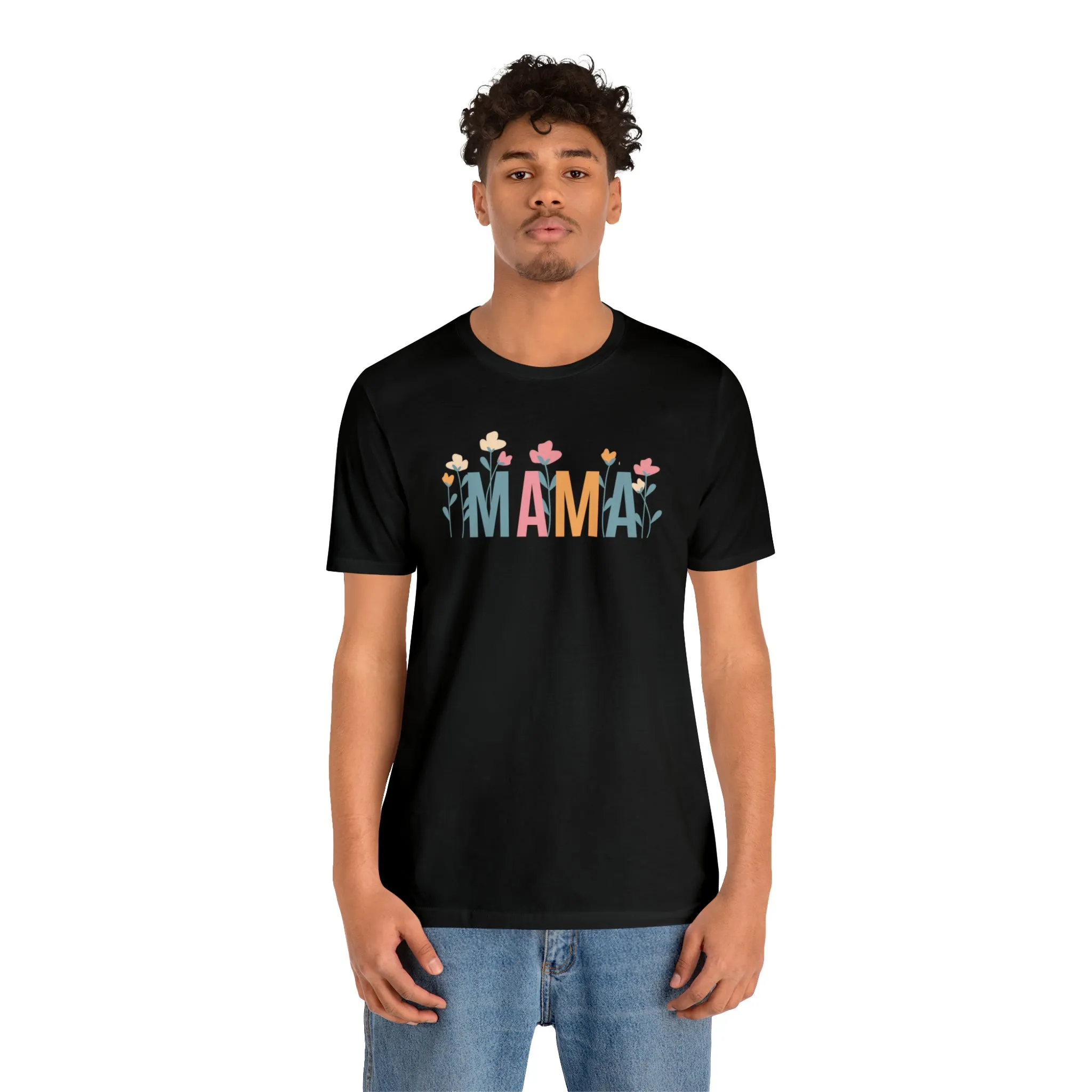 Mama Pastel Flowers T-Shirt | Love Mom Tee |  Bella Canvas 3001 Unisex | Mother Short Sleeve Tshirt