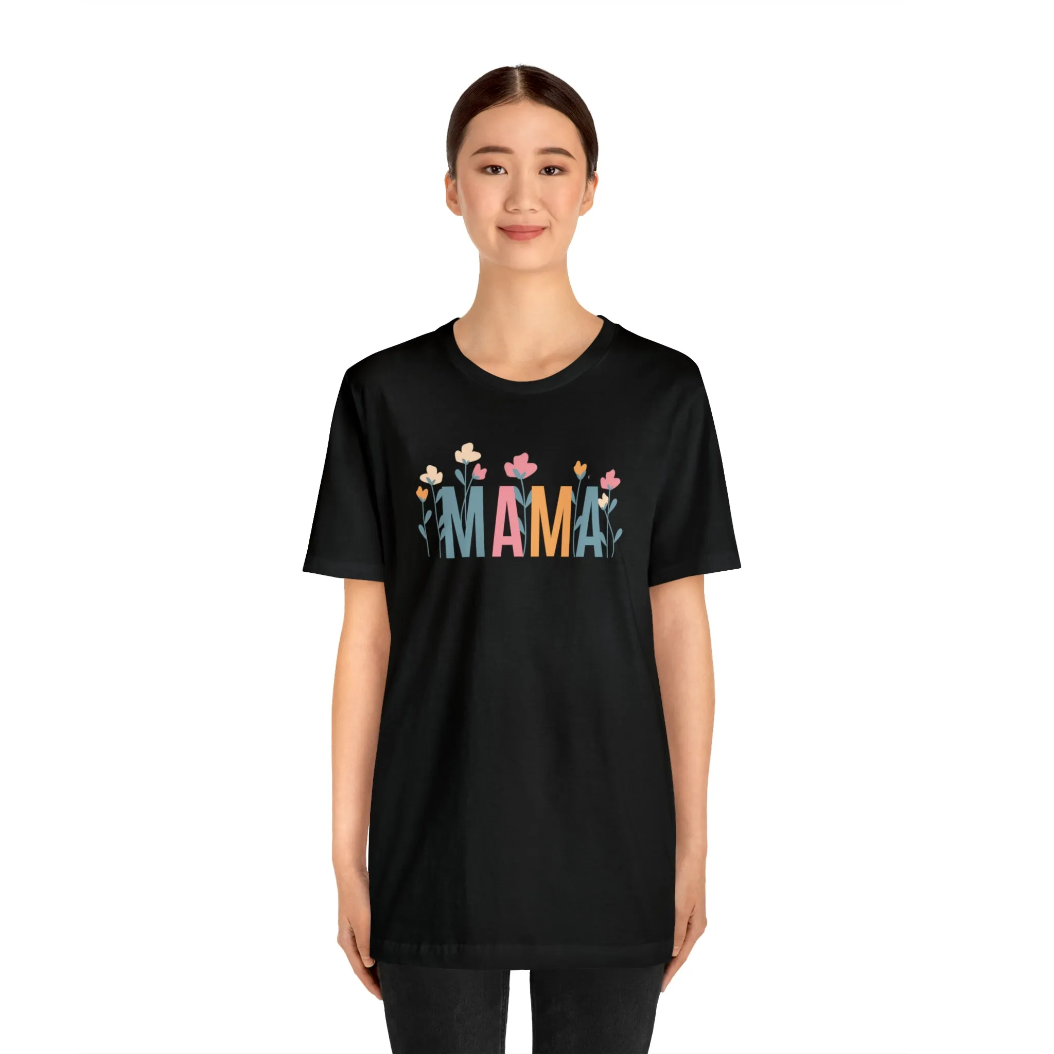 Mama Pastel Flowers T-Shirt | Love Mom Tee |  Bella Canvas 3001 Unisex | Mother Short Sleeve Tshirt