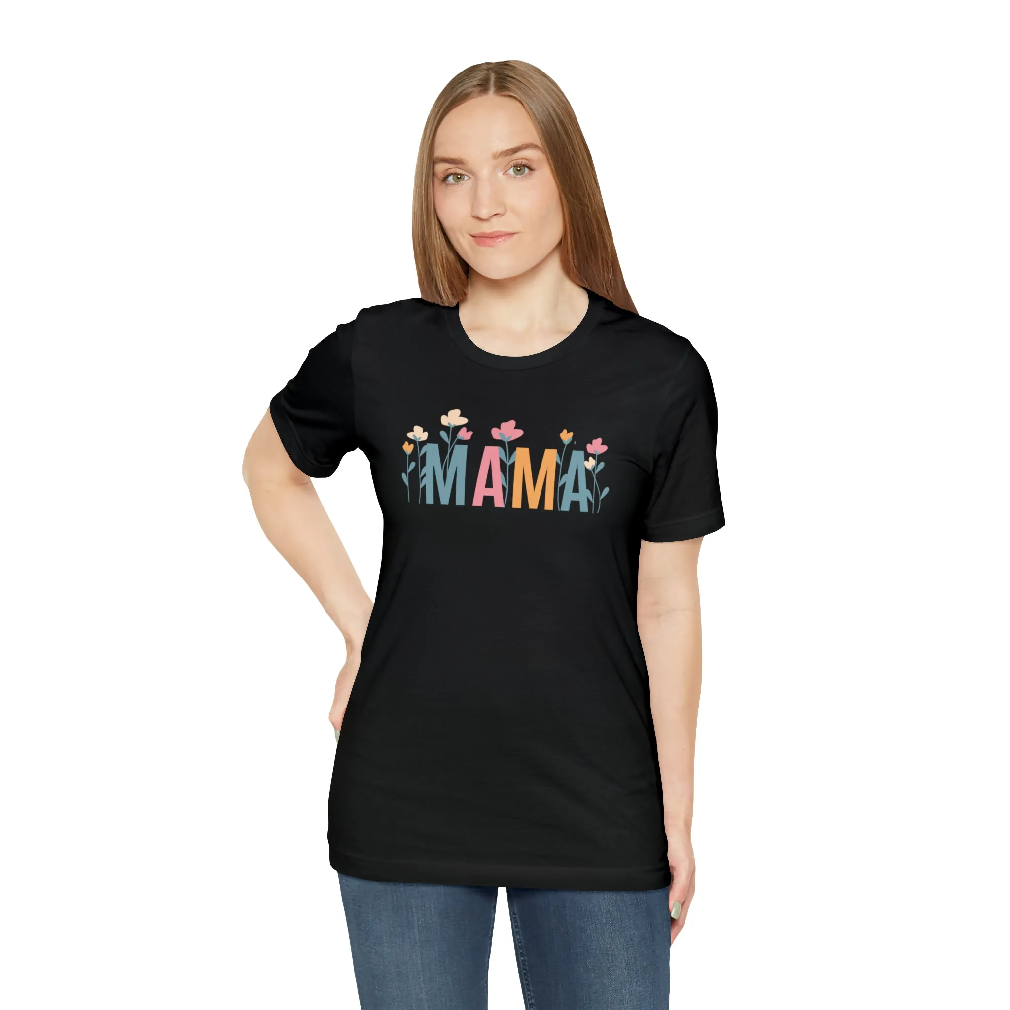 Mama Pastel Flowers T-Shirt | Love Mom Tee |  Bella Canvas 3001 Unisex | Mother Short Sleeve Tshirt