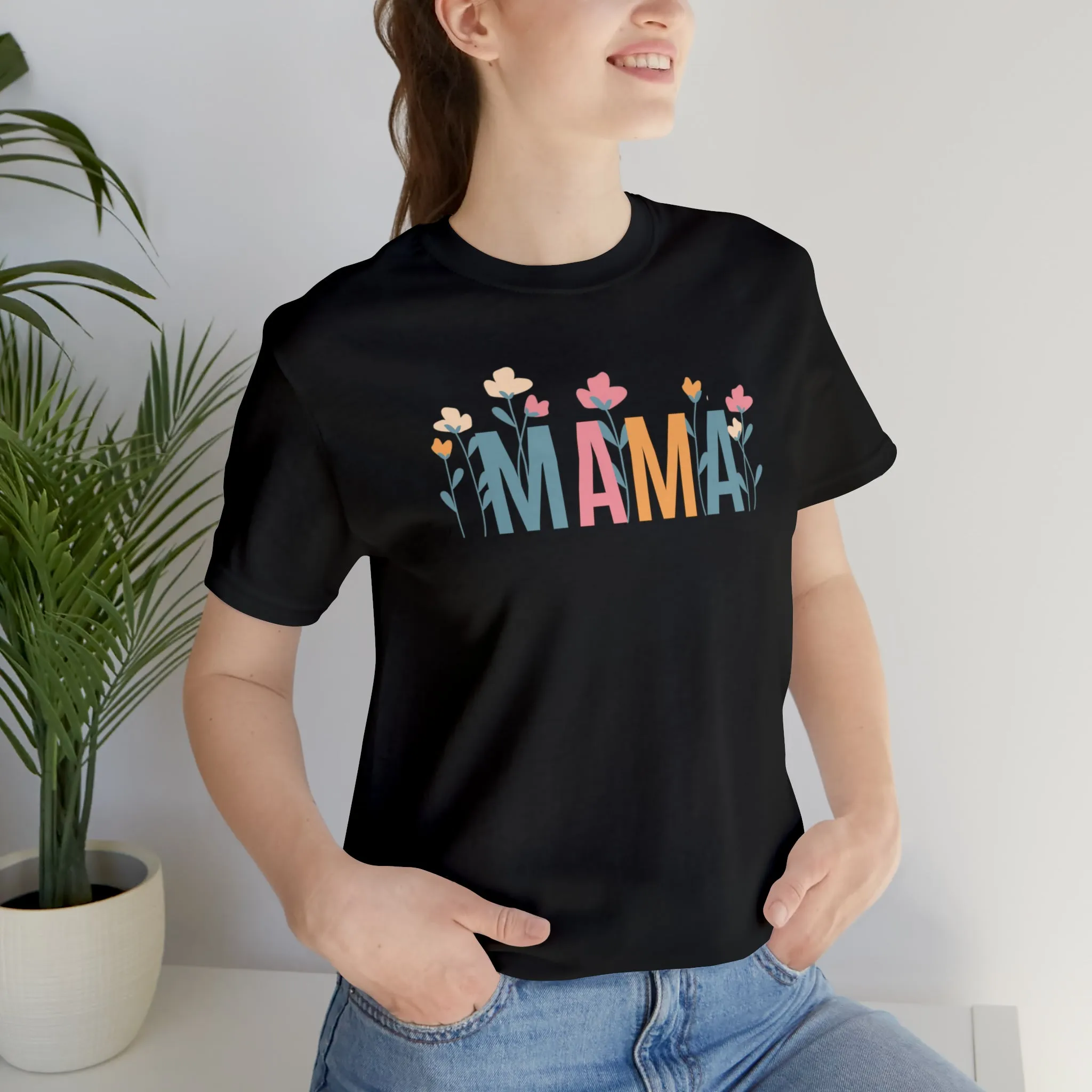 Mama Pastel Flowers T-Shirt | Love Mom Tee |  Bella Canvas 3001 Unisex | Mother Short Sleeve Tshirt