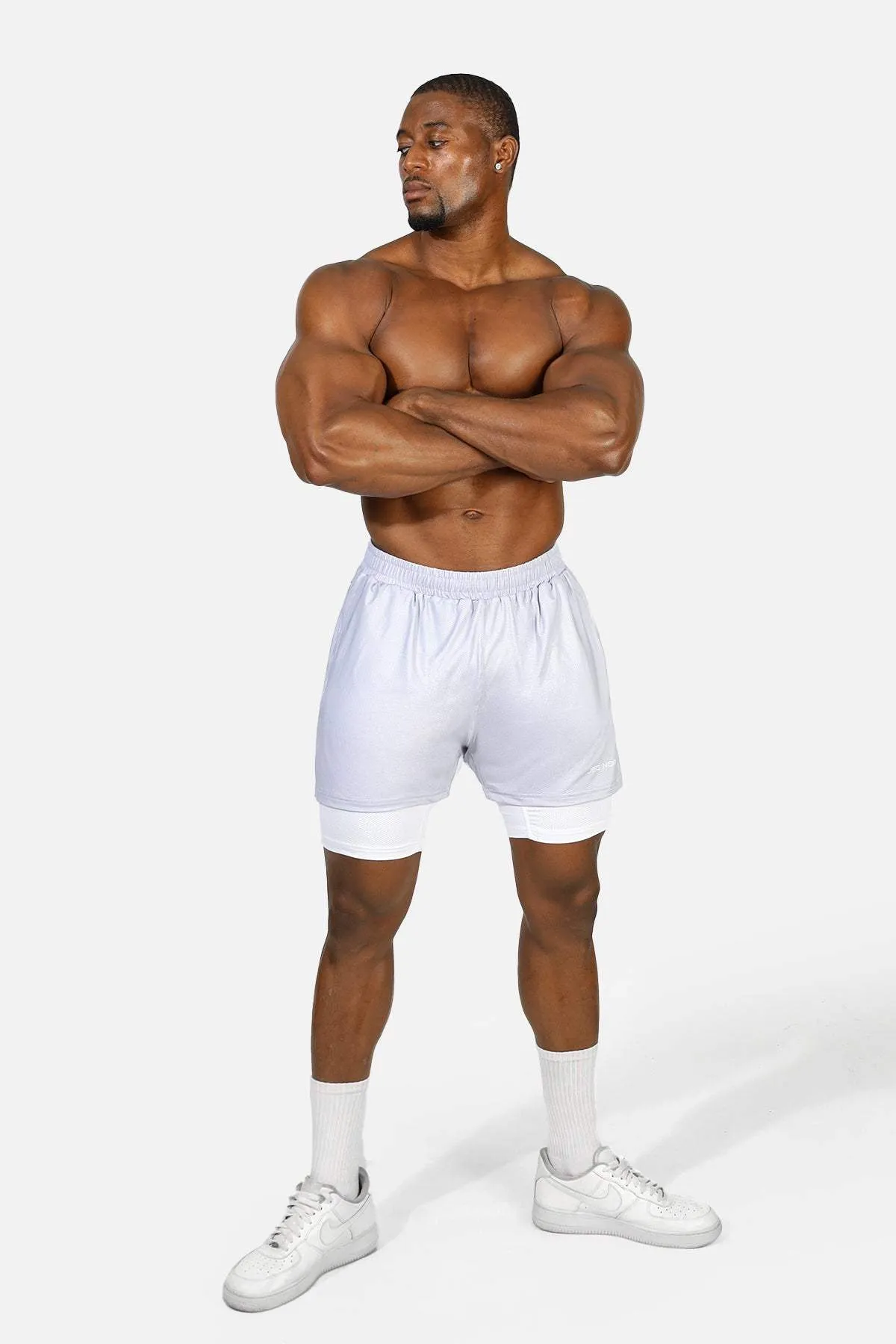 Men's 2-In-1 7" Gym Shorts - Supernova Silver