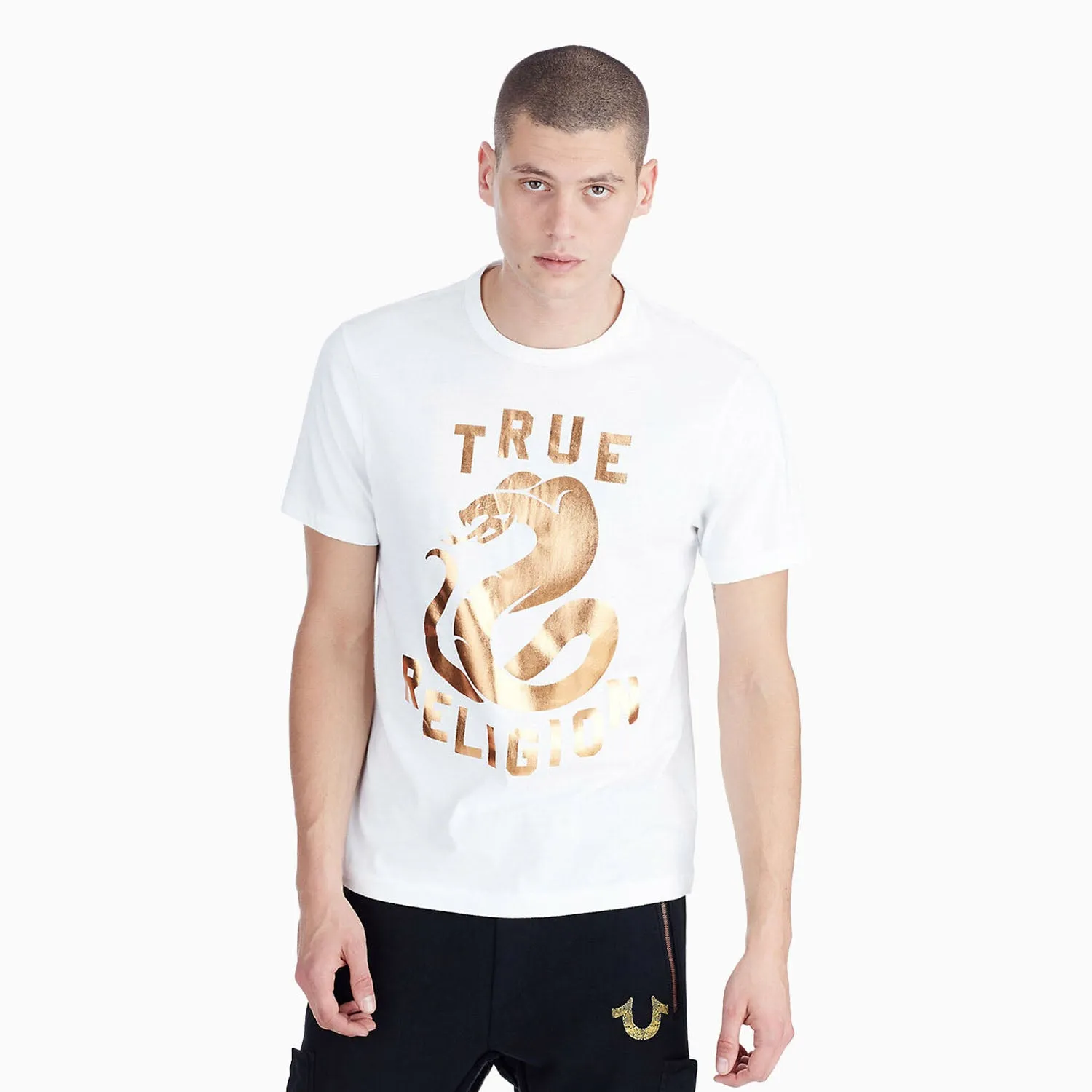 Men's Copper Snake Metallic Foil Print T Shirt