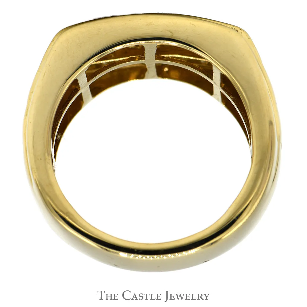 Men's Effy .96cttw Chocolate and White Diamond Designer Ring in 14k Yellow Gold