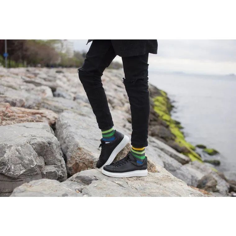 Men's Grey Emerald Stripe Socks