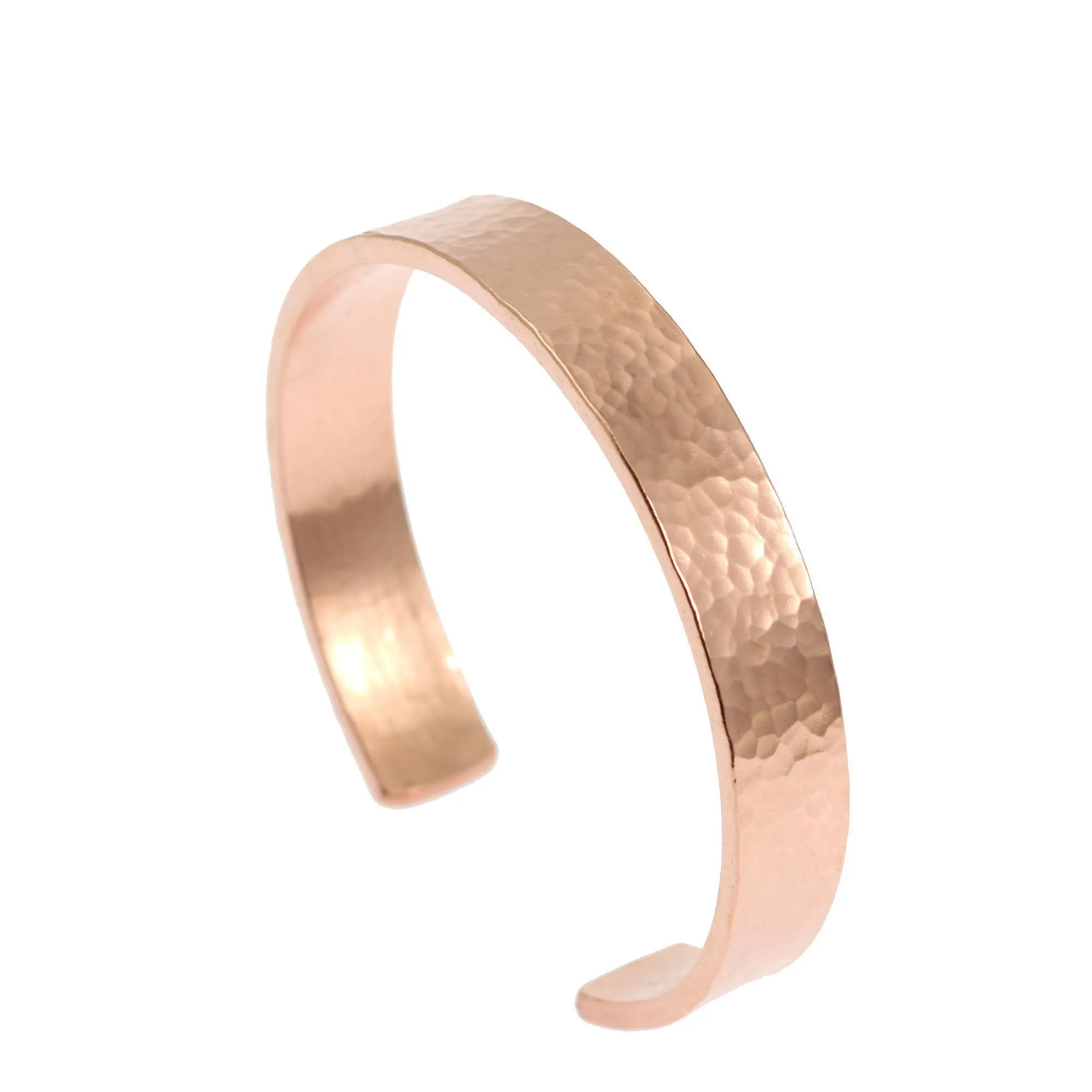 Men's Hammered Copper Cuff Bracelet - 10mm Wide