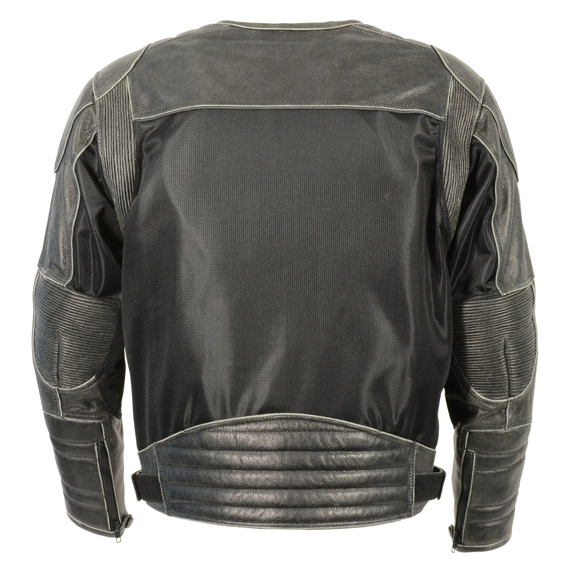 Men's Leather & Mesh Racer Jacket w/ Removable Rain Jacket Liner