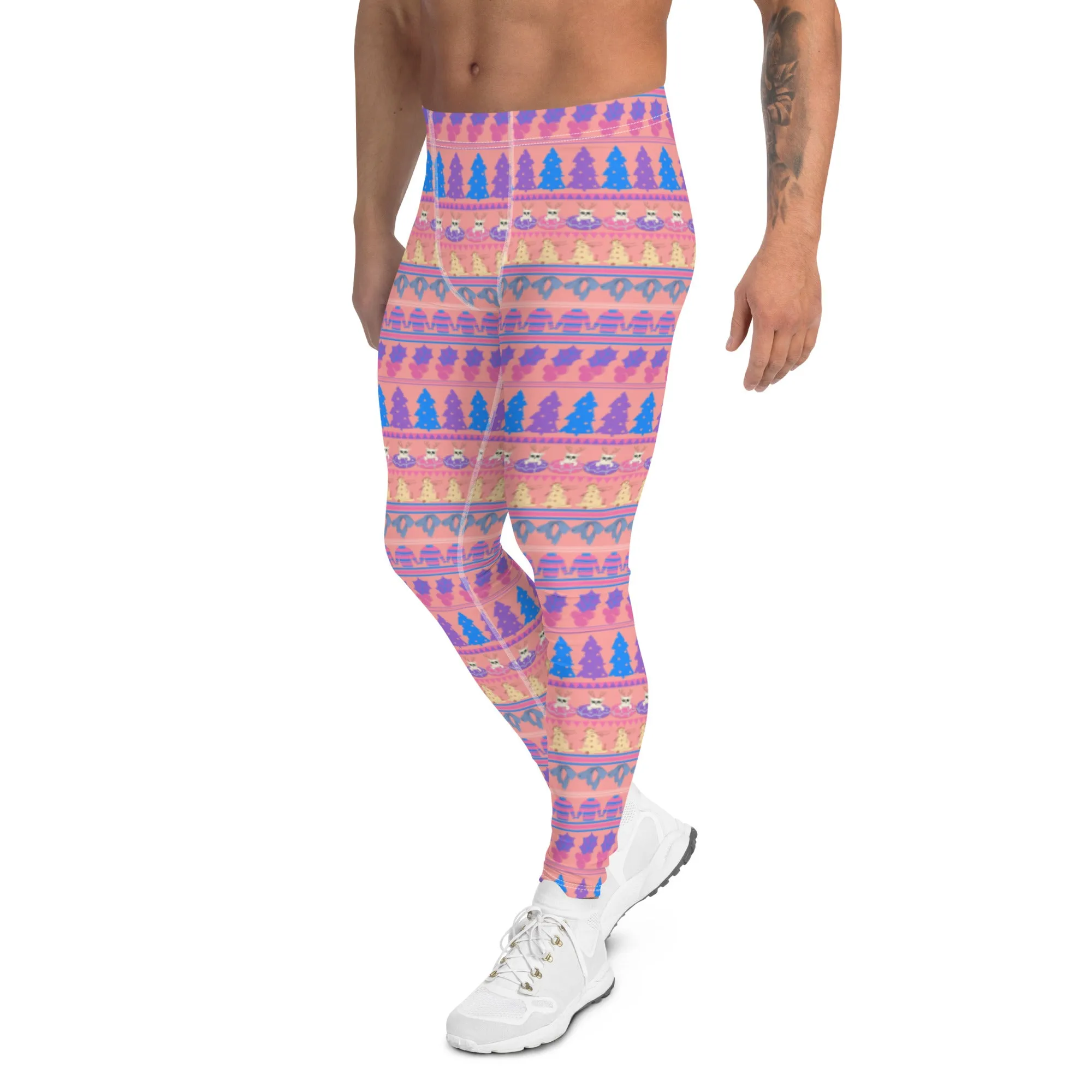 Mens Leggings, Christmas Fairisle