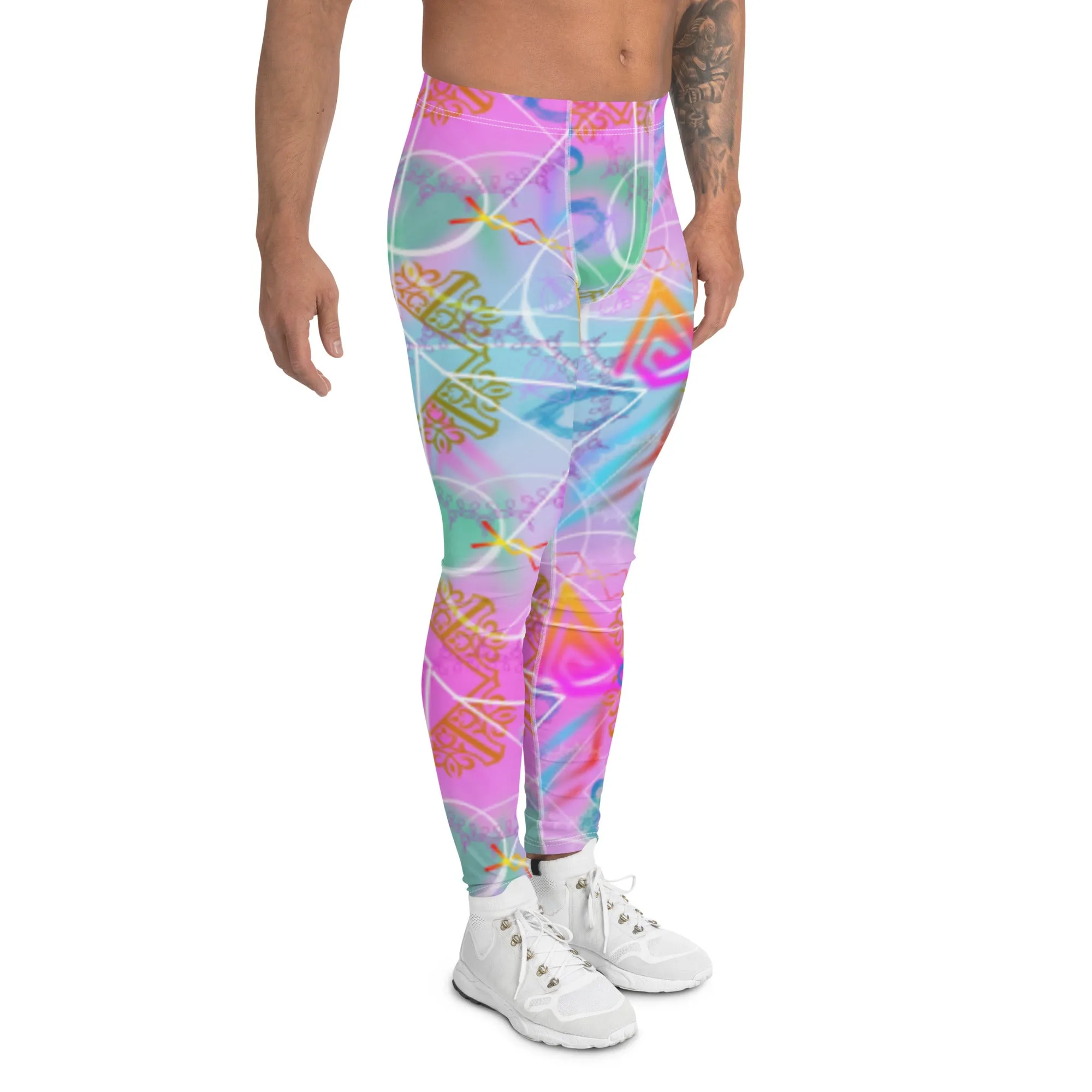 Mens Leggings, Vaporwave Mandala