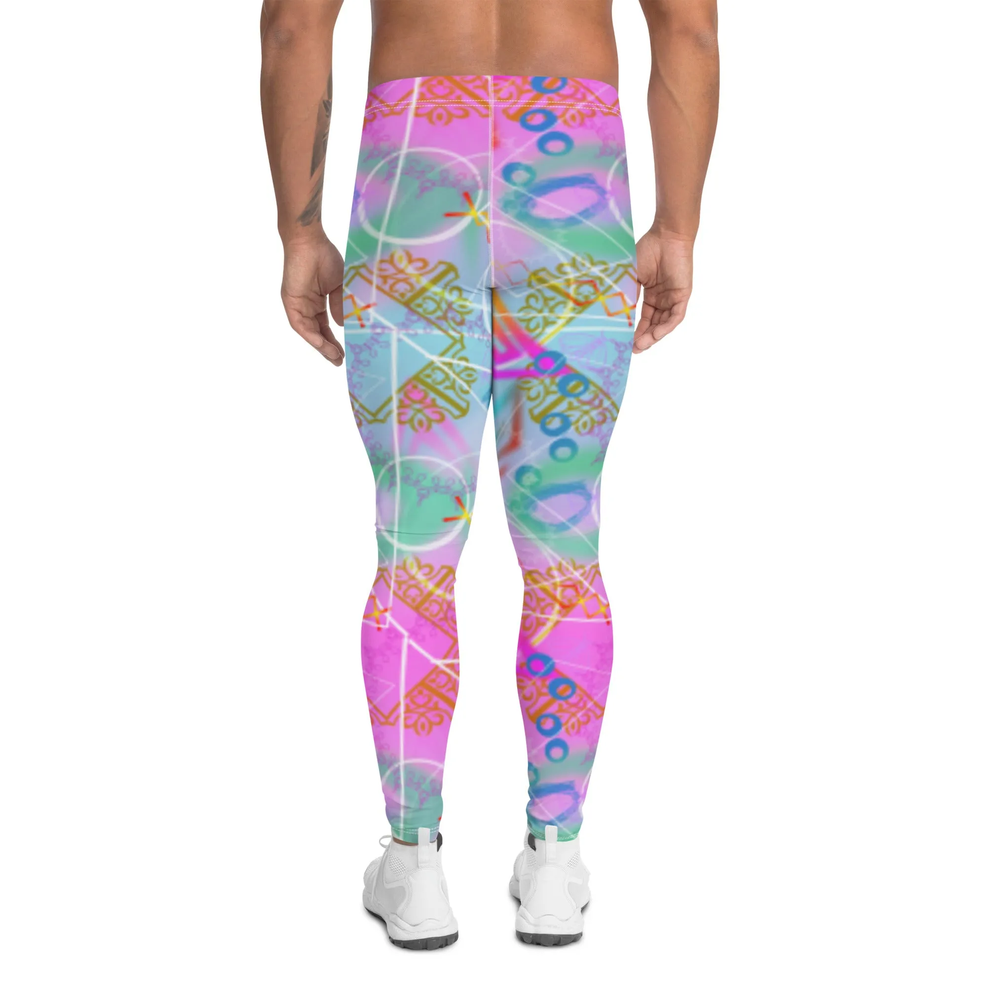 Mens Leggings, Vaporwave Mandala