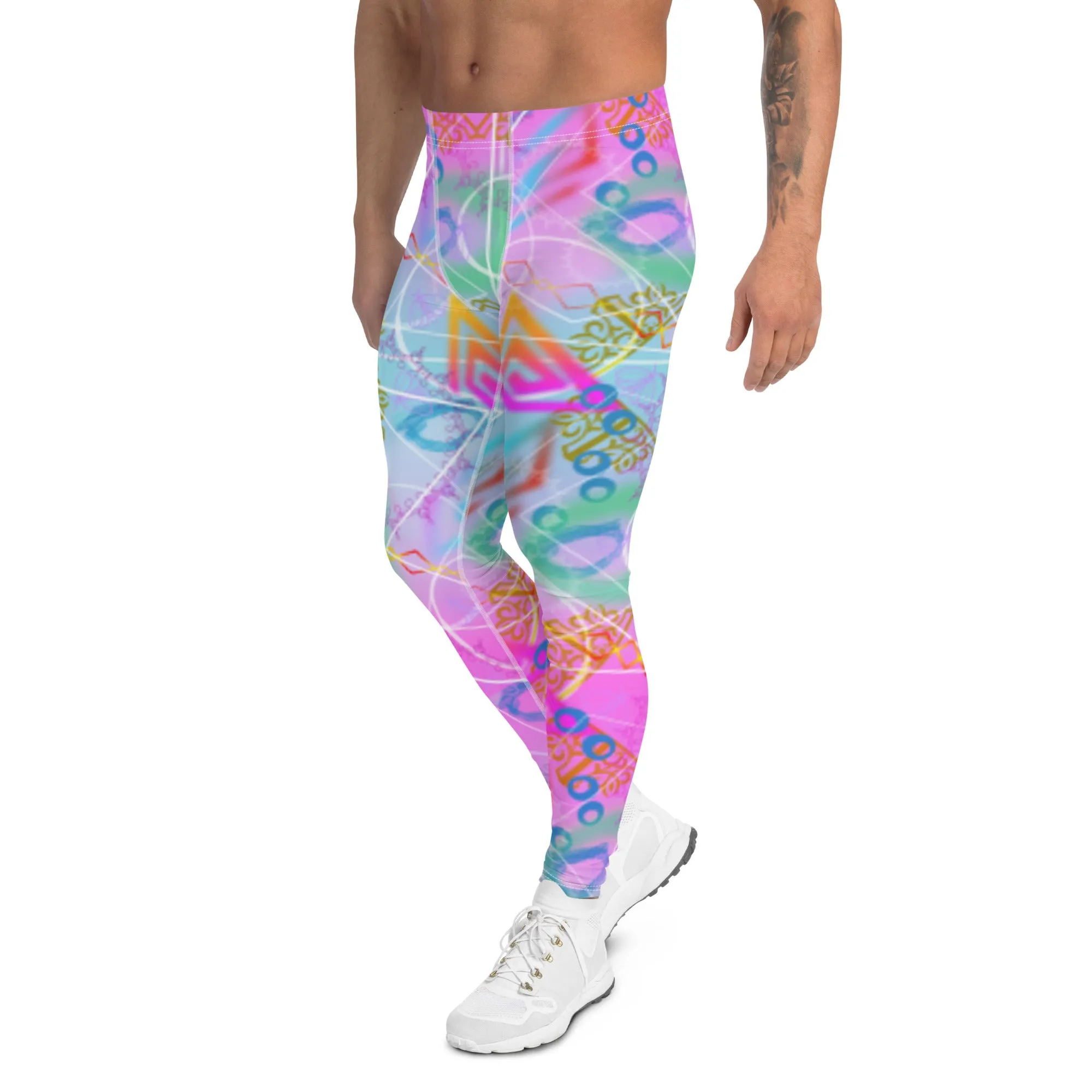 Mens Leggings, Vaporwave Mandala