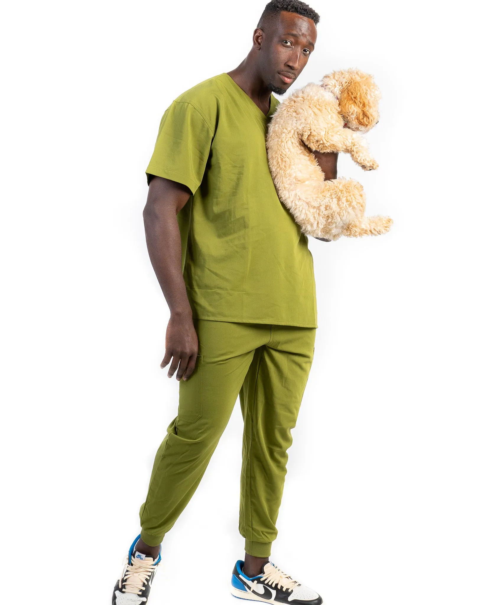 Men's Olive Scrub Top