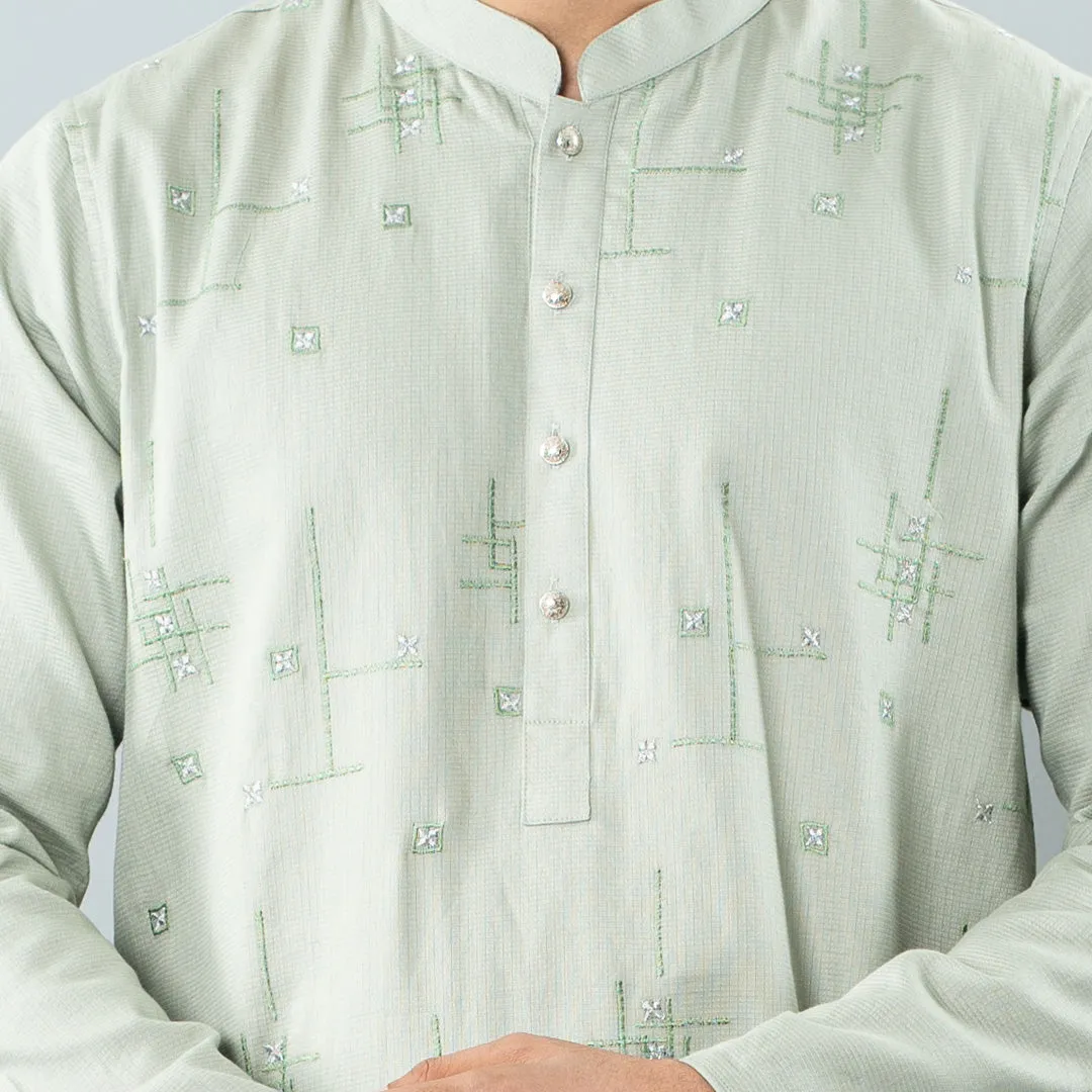 Mens Pastel Embroidered Panjabi