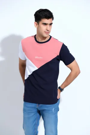 Men's Pink & Blue T-Shirt