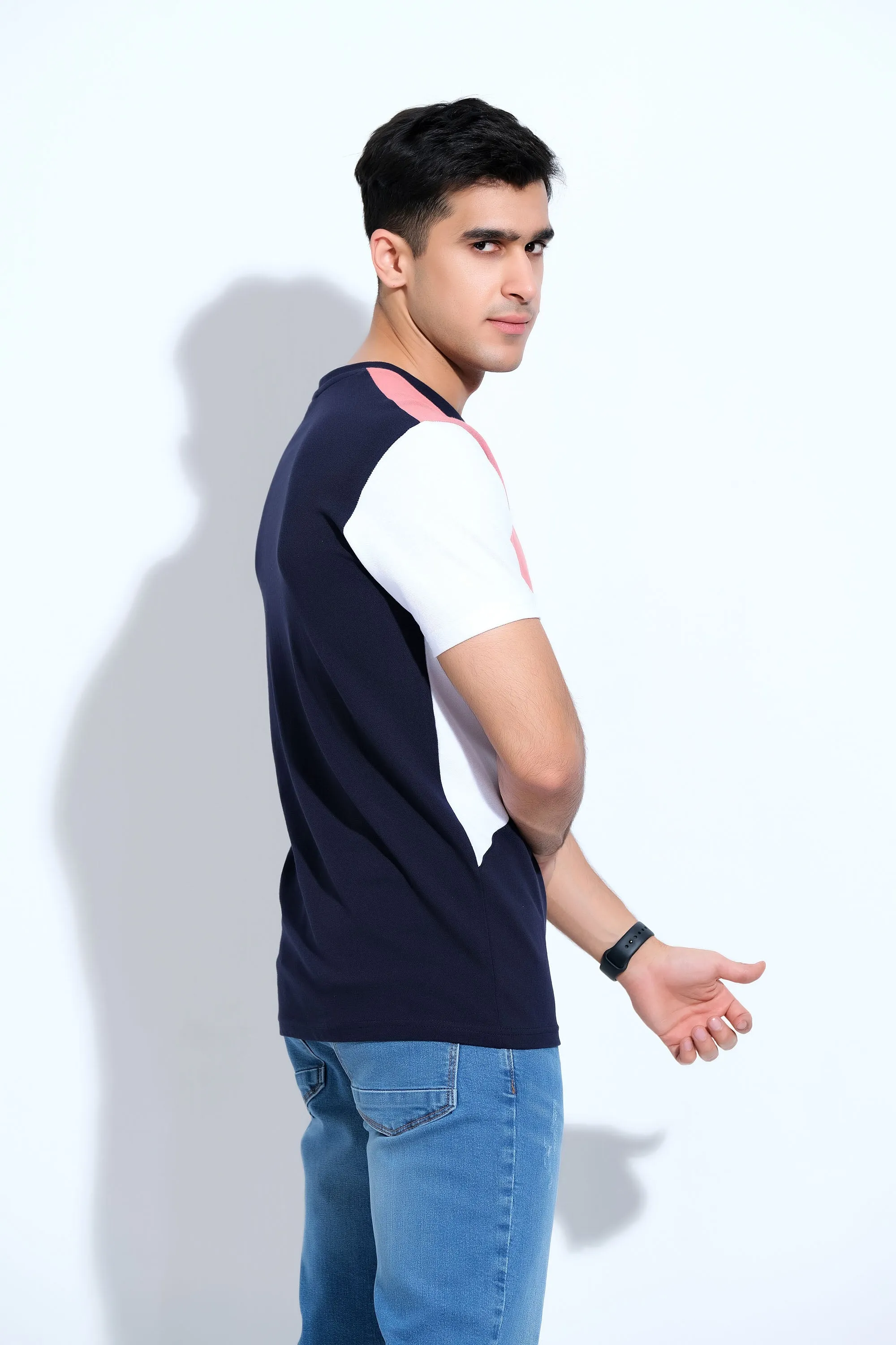 Men's Pink & Blue T-Shirt