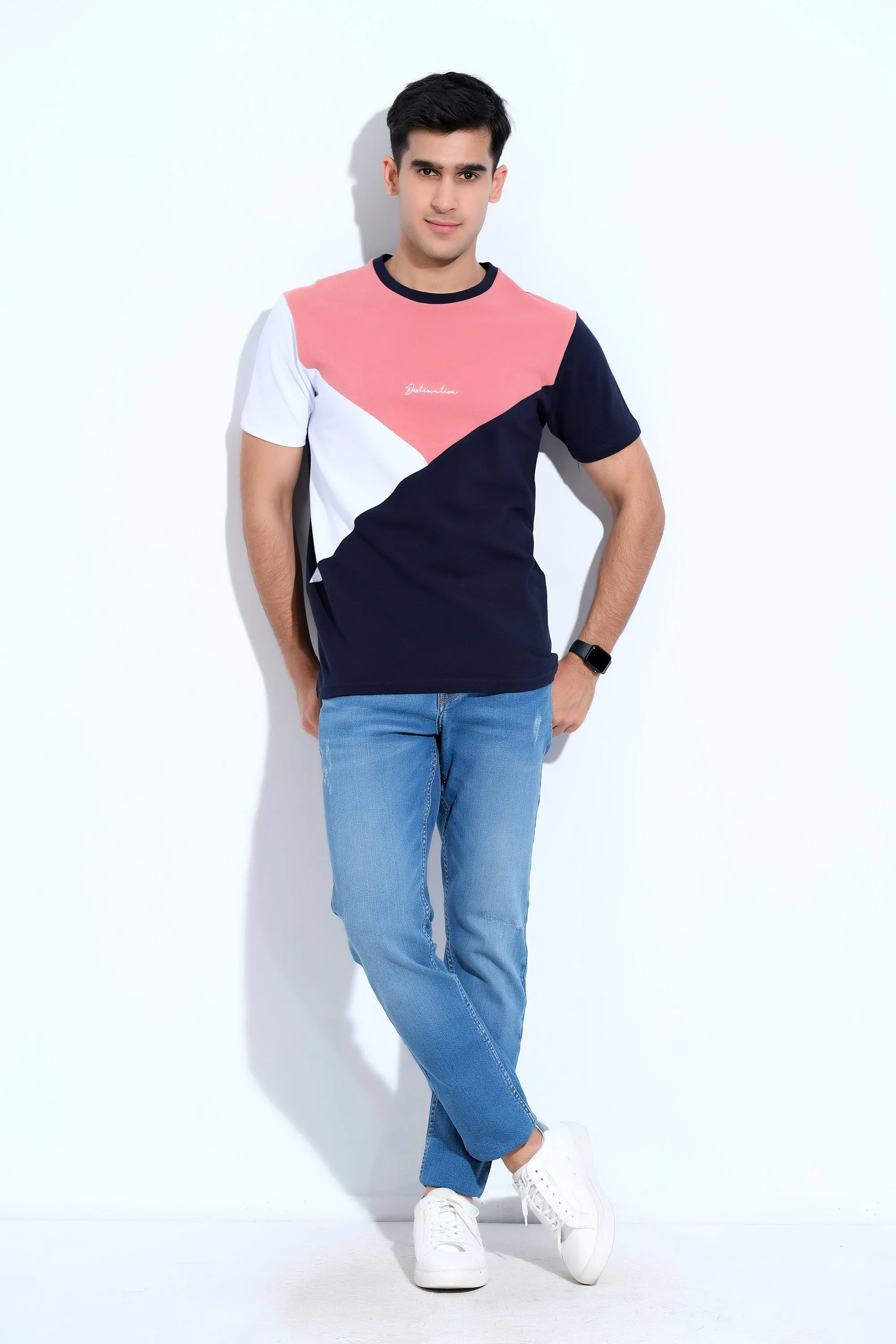 Men's Pink & Blue T-Shirt