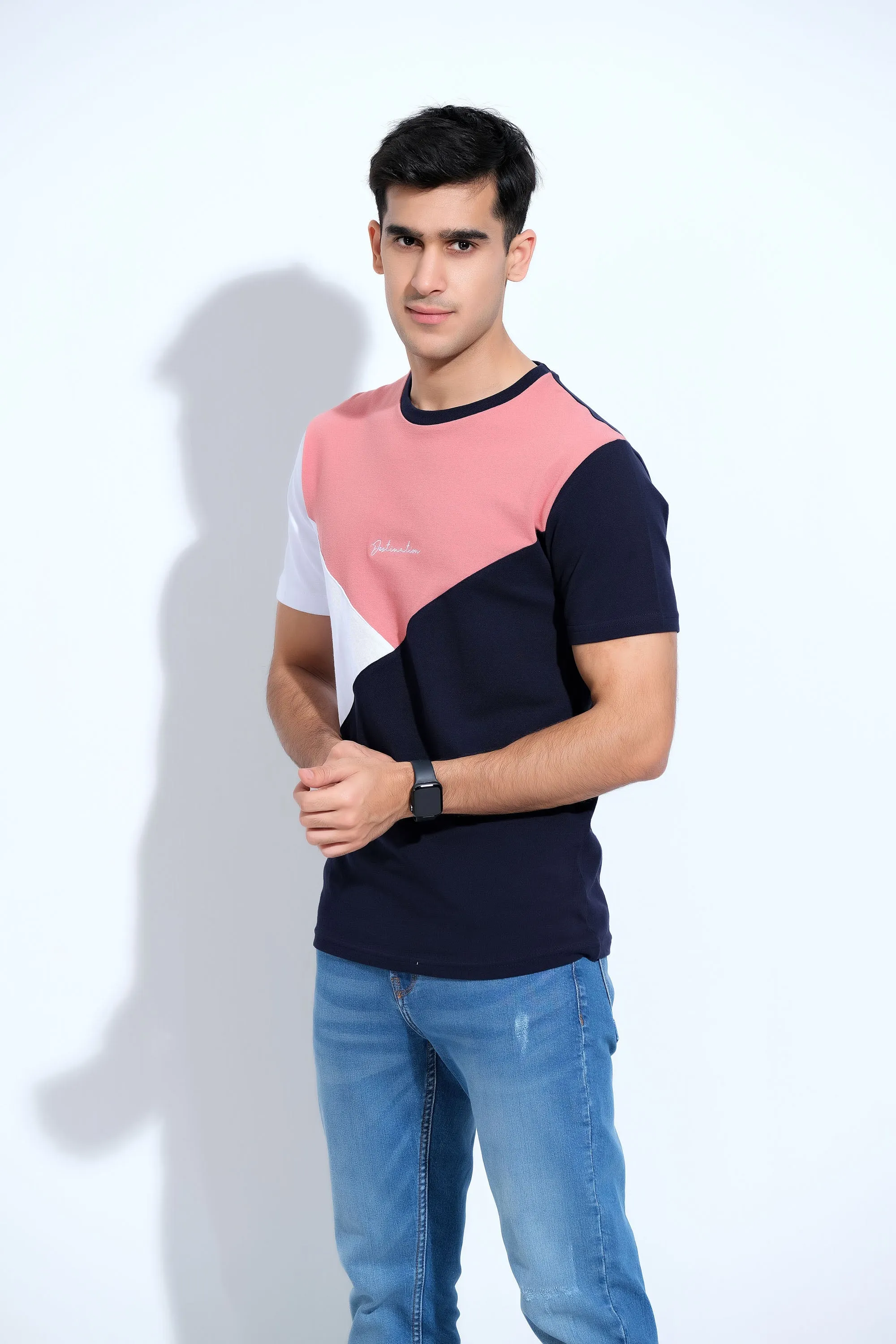 Men's Pink & Blue T-Shirt