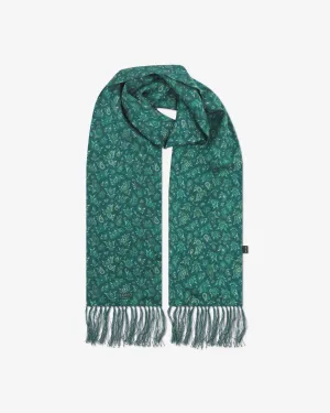 Men's Silk Aviator Scarf in Emerald Paisley - The Buttermere