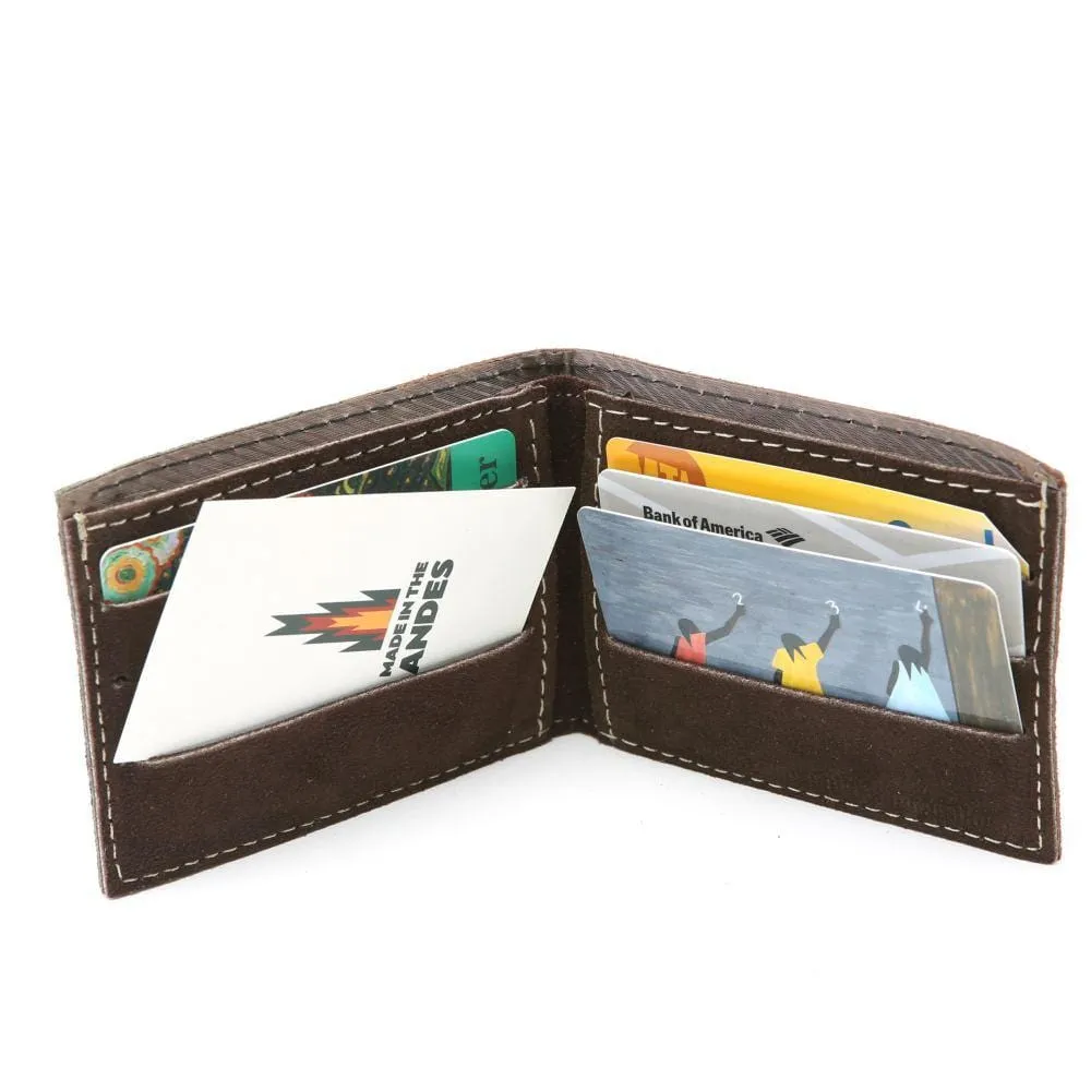 Men's Suede Leather Wallet - Beige Exterior