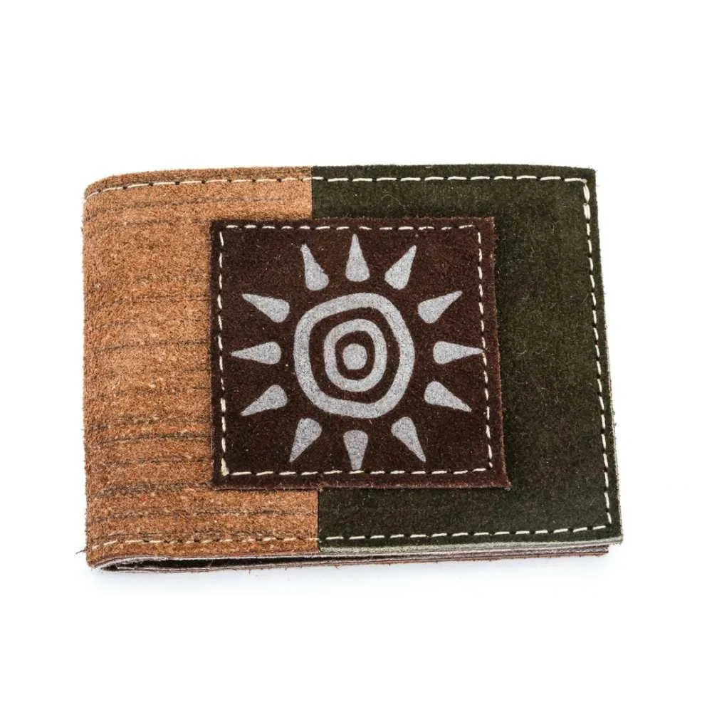 Men's Suede Leather Wallet - Beige Exterior