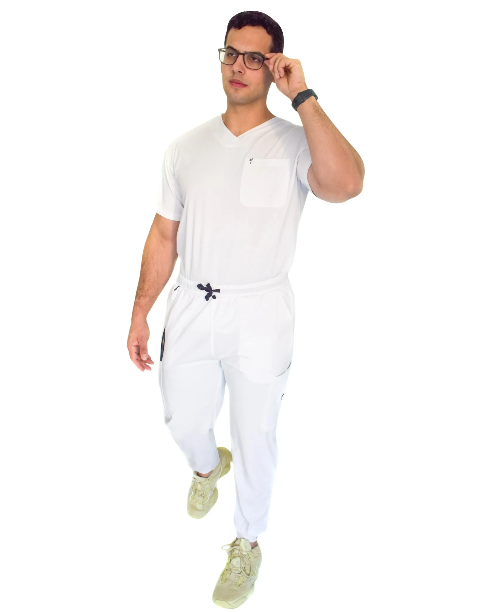Men's White Scrub Top