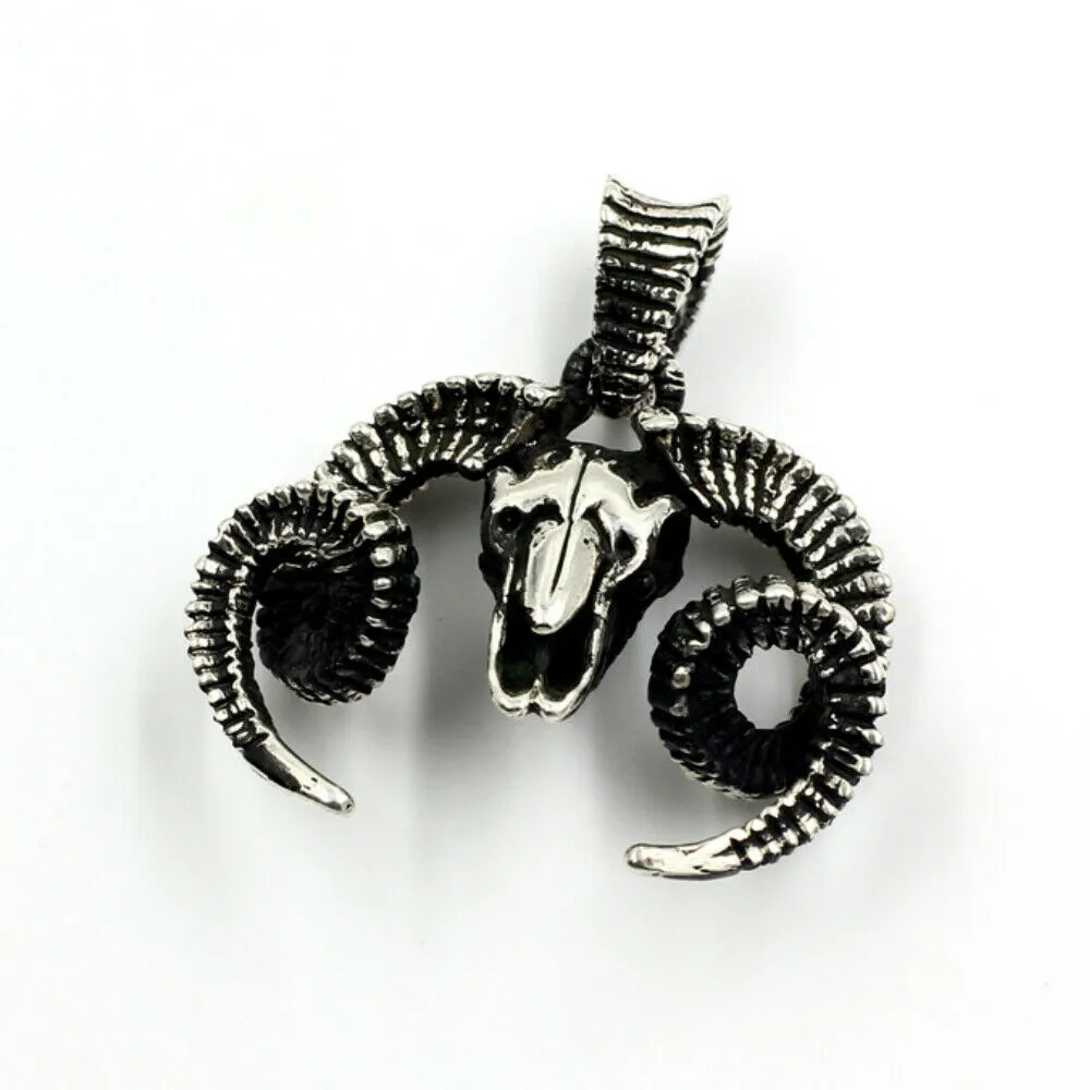 Men's Women's Real Solid 925 Sterling Silver Pendants Skull Goat Horn Goat Head